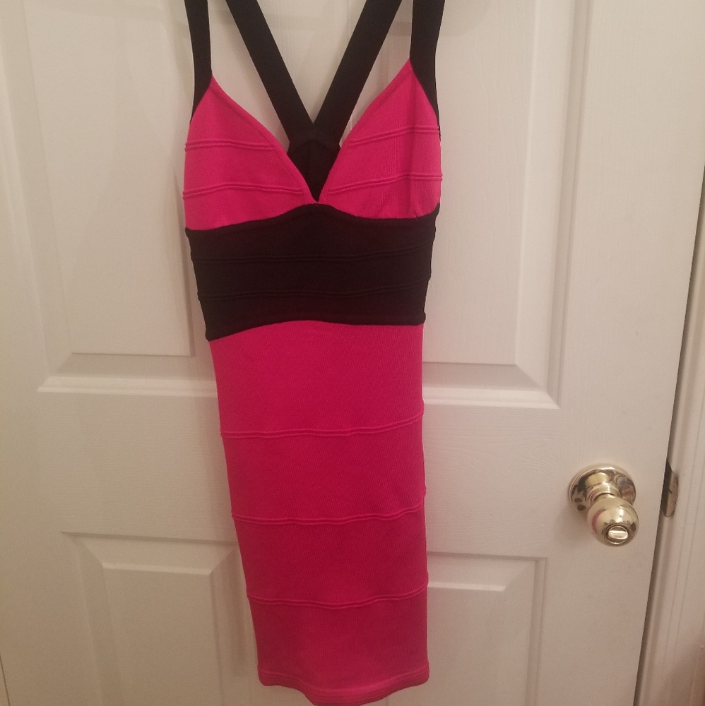Hot pink and black dress